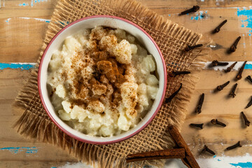 cup of canjica, typical food consumed in the Brazilian Festa Juninas
