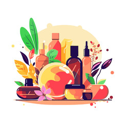 spa products, minimalistic still life illustration, Generative AI