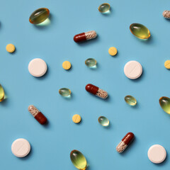 Medical background with pills, pills, vitamins