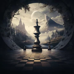 Foto op Canvas Knight's Odyssey: A Chess Piece's Journey through Fantasy Realms. Generative AI © Oana