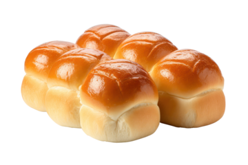 Bread rolls small buns isolated on white transparent background, PNG. Thanksgiving holiday dinner rolls 