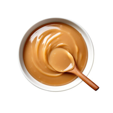 Gravy sauce isolated on white transparent background, PNG. Thanksgiving holiday turkey sauce top view