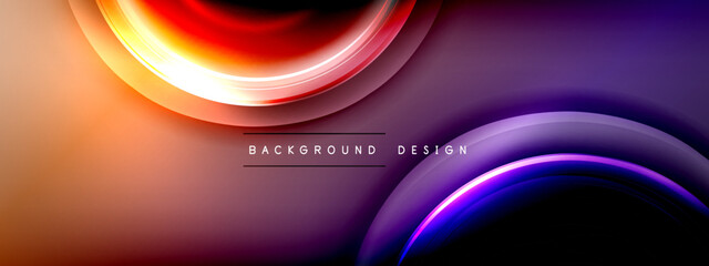Circles lines and bubbles on bright glowing effect gradient with light and shadow effects. Dynamic interplay of light, shadow and depth. Futuristic and rhythmic technology design