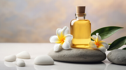 SPA Still Life with Frangipani Essential Oil and Stone