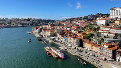 Naklejka na ściany i meble Porto, Portugal old town on the Douro River. 