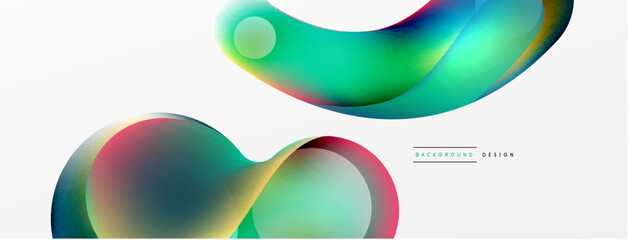 Fluid abstract background. Liquid color gradients composition. Round shapes and circle flowing design for wallpaper, banner, background or landing