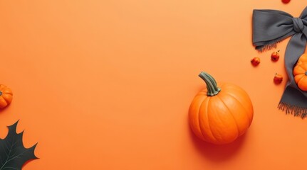 blank empty space halloween pumpkin on orange background.generative AI