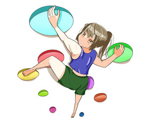 ボルダリングをする女性
