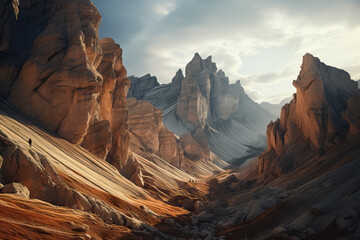 Group of Hikers exploring a Mountain Range