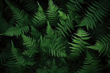 Naklejka na ściany i meble Dark green fern leaves. Fern leaf pattern. Tropical