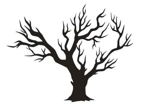 Dying tree silhouette sticker monochrome