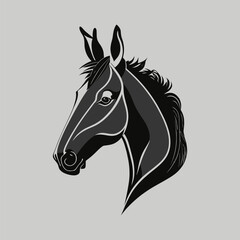 Stylized black horse head vector illustration