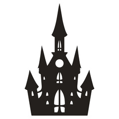 Ghost house silhouette label monochrome