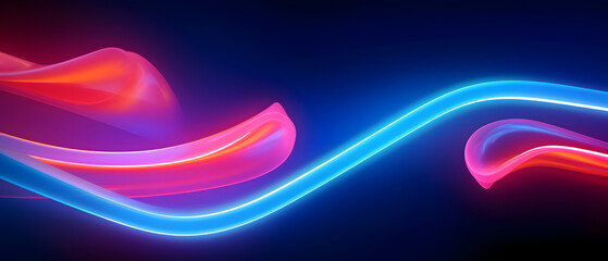 Glowing Neon Curves: Background with Blur and Colorful Light Line