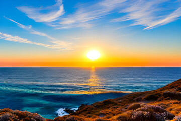 sunset over the sea Generative AI
