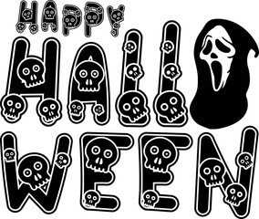Happy halloween boo digital files, svg, png, ai, pdf, 
ready for print, digital file, silhouette, cricut files, transfer file, tshirt print file, easy download and use. 
