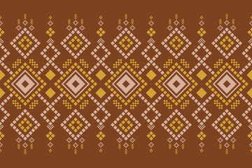 Nature vintages cross stitch traditional ethnic pattern paisley flower Ikat background abstract Aztec African Indonesian Indian seamless pattern for fabric print cloth dress carpet curtains and sarong