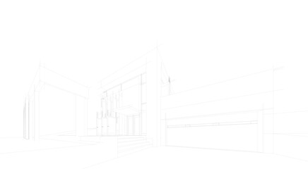 Architectural sketch of modern house