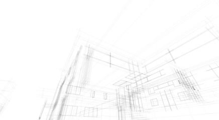 Architectural sketch of modern house