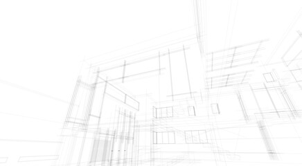 Architectural sketch of modern house