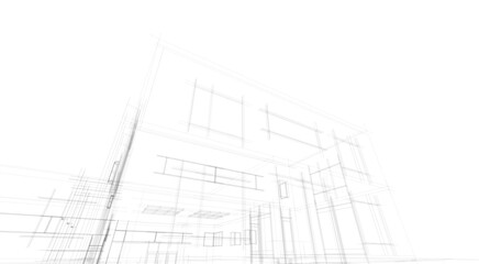 Architectural sketch of modern house