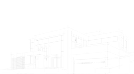 Architectural sketch of modern house