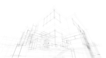 Architectural sketch of modern house