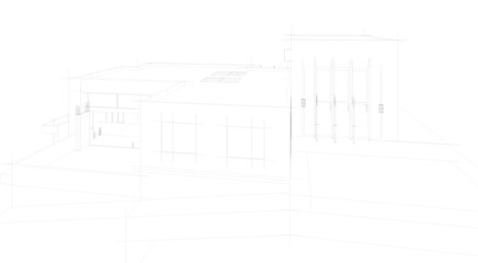 Architectural sketch of modern house