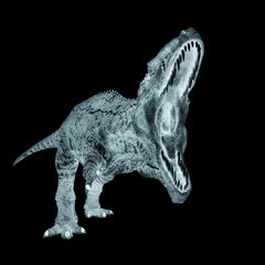 giganotosaurus is intimidating the others on white background © DM7