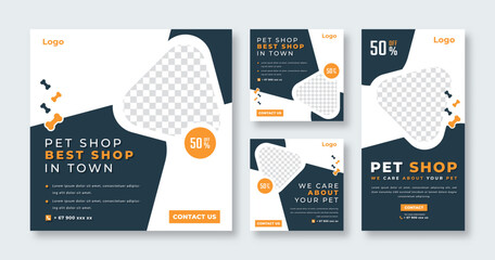 Animals Pet Care Social Media Post for Online Marketing Promotion Banner, Story and Web Internet Ads Flyer