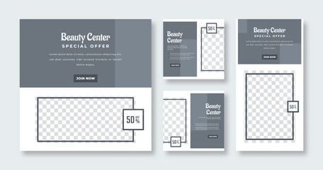 Beauty Care Spa Center Makeup Banner for Social Media Post and Web Internet Ads Square Flyer Template Set