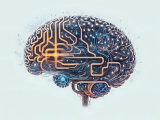 digital   AI scientific human brain image