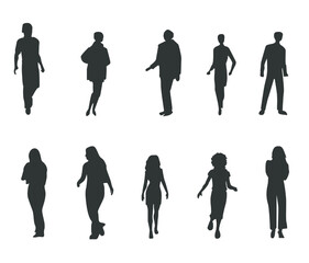 Set of silhouettes of random men and women