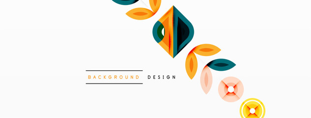 Fototapeta premium Colorful triangles and circles abstract background. Design for wallpaper, banner, background, landing page, wall art, invitation, prints, posters