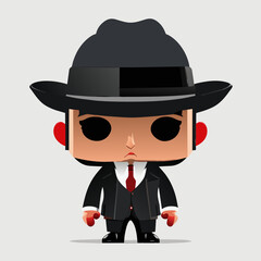 Mafia minimalist character, cartoon mafia, vector mafia