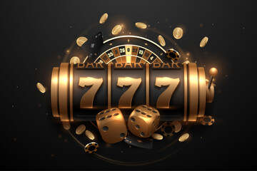 Black and gold casino design elements banner - 635110900