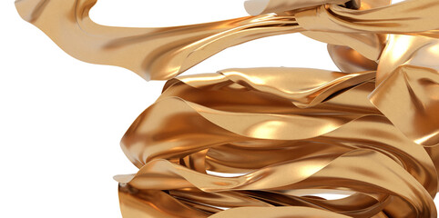 Regal Shimmer: Abstract 3D Gold Cloth Illustration for Majestic Visuals