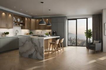 Fototapeta na wymiar kitchen interior generative by AI technology