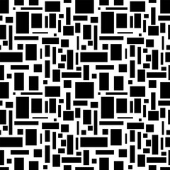 Seamless pattern with black rectangles on white background. Tile texture. Vector illustration.