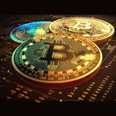 Obraz premium Bitcoin, AI generated