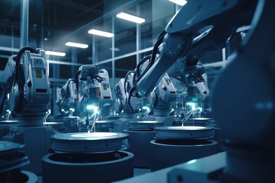 Operating Robot Arm In The Factory