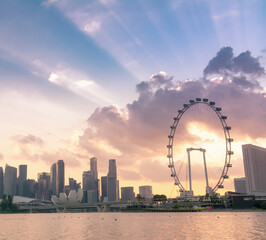 The most beautiful Viewpoint marina bay, Asia business concept image, panoramic modern cityscape building in Singapore.