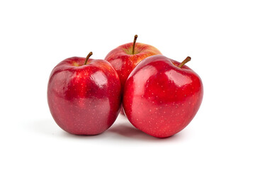 Shiny red apples, isolated on white background.