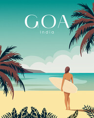 Fototapeta na wymiar Shanti Beach, Goa, India travel poster