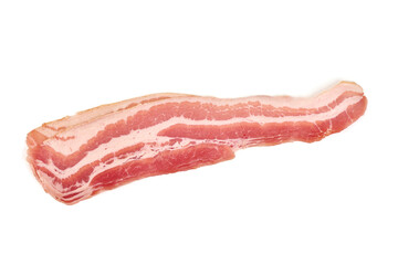 Bacon slices, sliced pork brisket, isolated on white background.