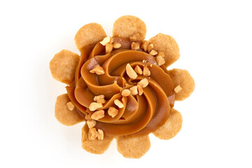 Cakes with condensed milk, isolated on white background.