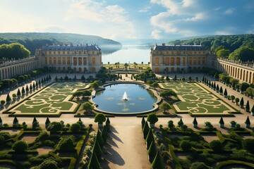 Beautiful of Palace of Versaille, Fantasy Style - obrazy, fototapety, plakaty