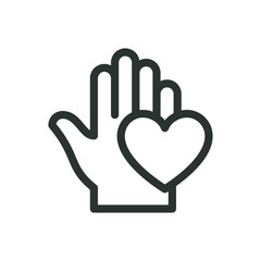 Hand made with love isolated icon, handmade vector icon with editable stroke