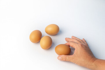 Chicken eggs isolated on white background.