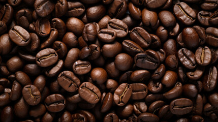 Fototapeta premium Roasted coffee beans background. Created with Generative AI technology.